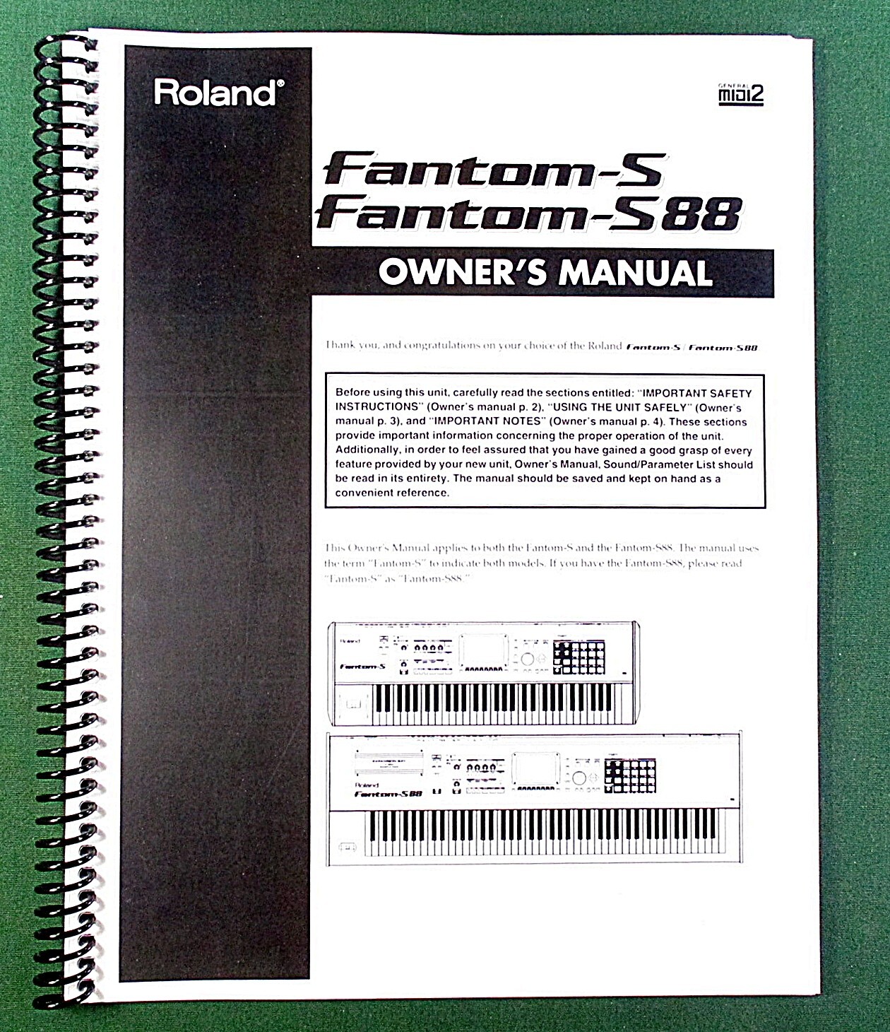 Roland Fantom-S Fantom-S88 Owner&rsquo;s Manual: 228 Pages & Protective Covers!