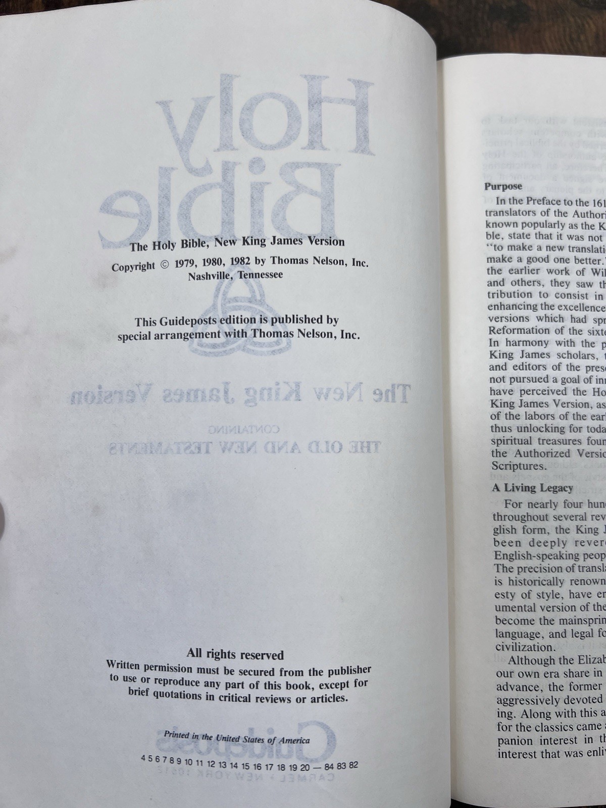 Holy Bible: New King James Version NKJV, Thomas Nelson, 1982 Hardcover