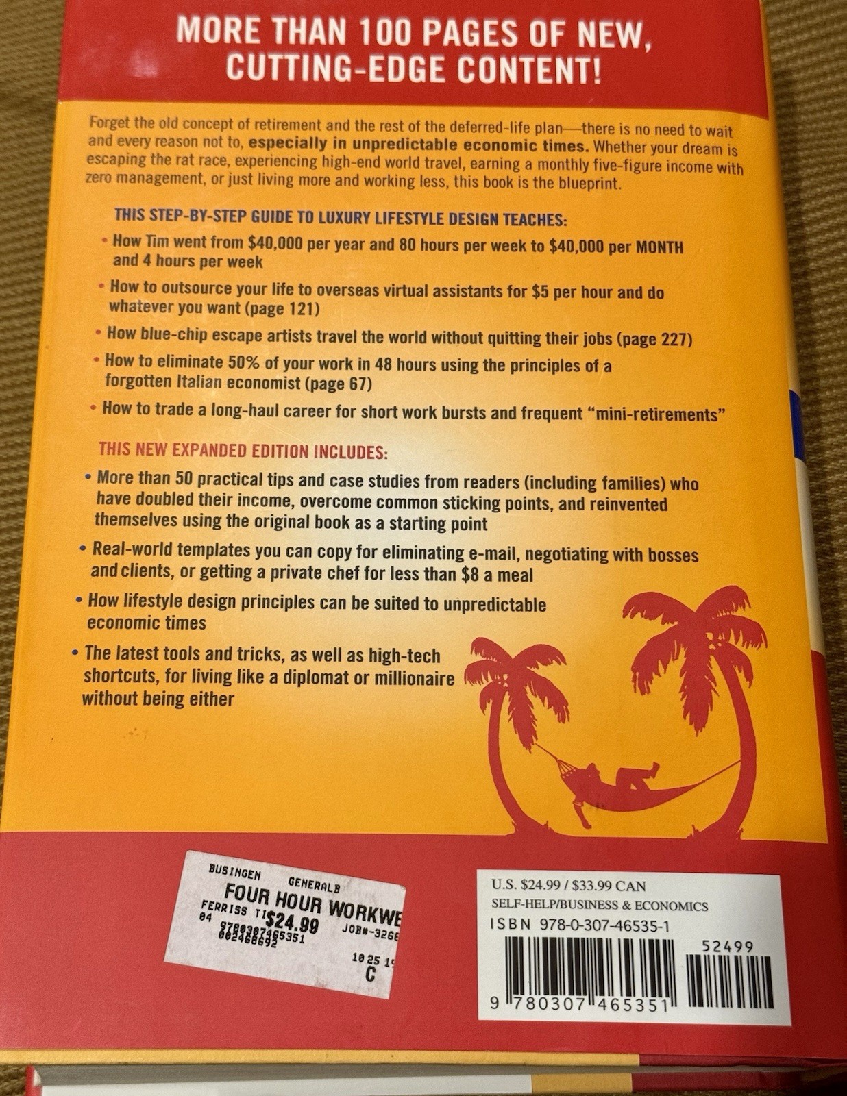 The 4-Hour Workweek Expanded & Updated by Timothy Ferriss (Hardcover, 2009)