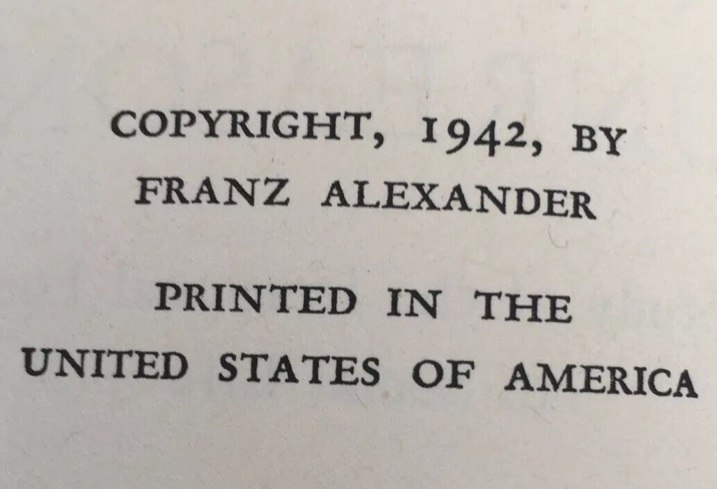 1942 Our Age of Unreason 1st w/ Author Franz Alexander Astro Chart Hand Done!WOW