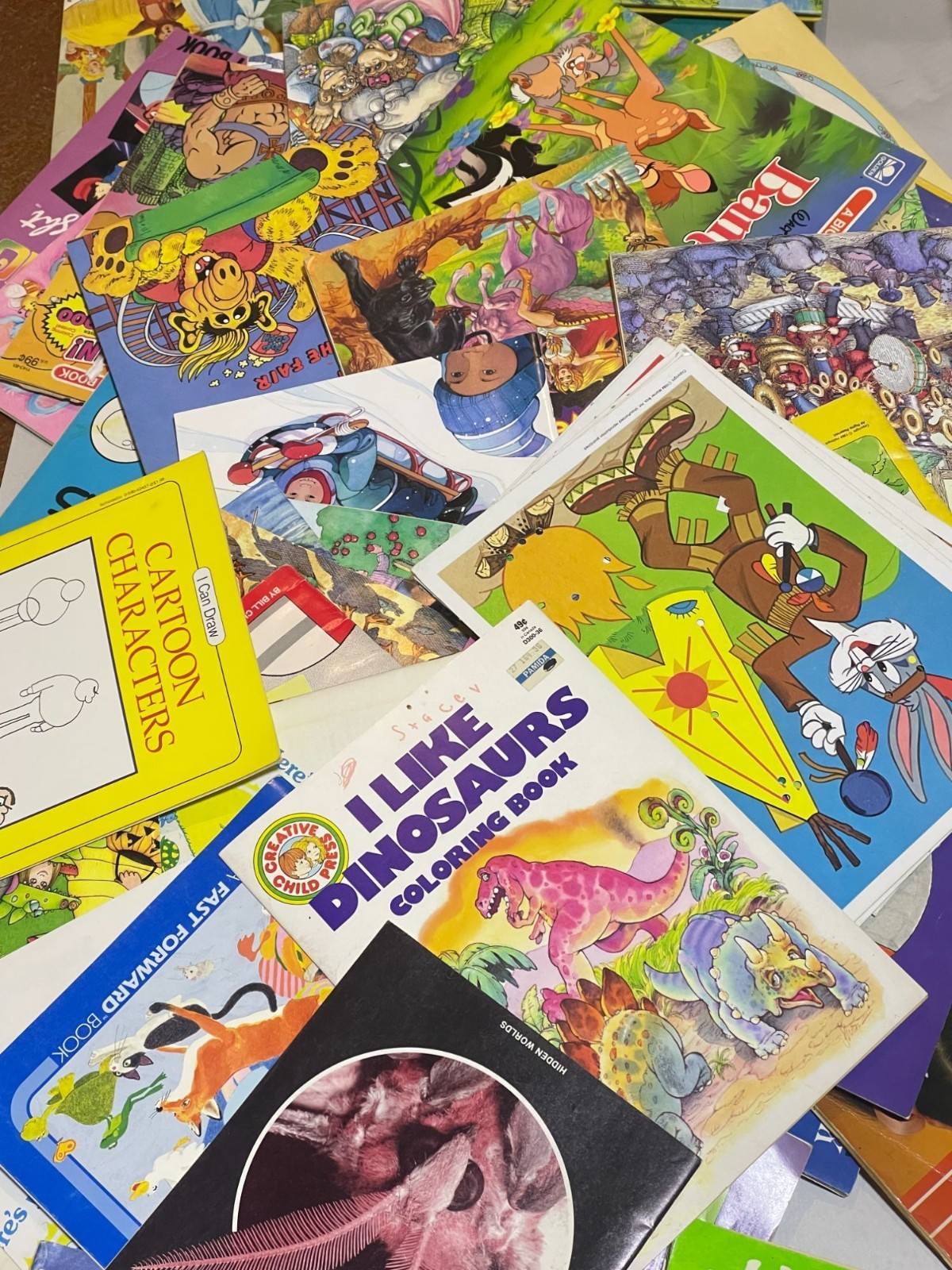 2lbs of Vintage Childrens Workbooks & Coloring Books Lot Highlights 1990&rsquo;s & 80&prime;