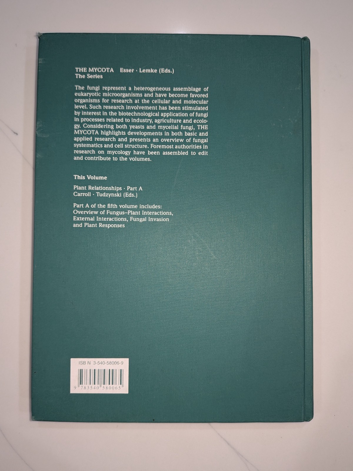 The Mycota Vol V Plant Relationships Part A – Carroll / 1997 Hardcover Springer