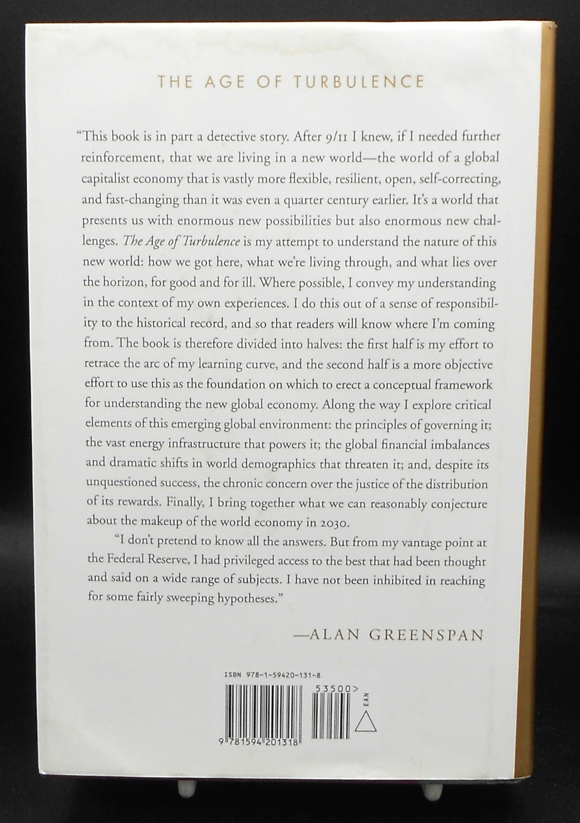 THE AGE OF TURBULENCE by ALAN GREENSPAN 2007, SIGNED HARD COVER/DJ VERY GOOD