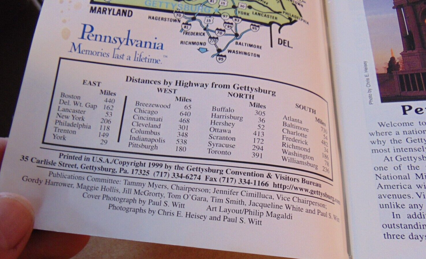Gettysburg Convention & Visitors Bureau – park pamphlet, 1999, 72 pages