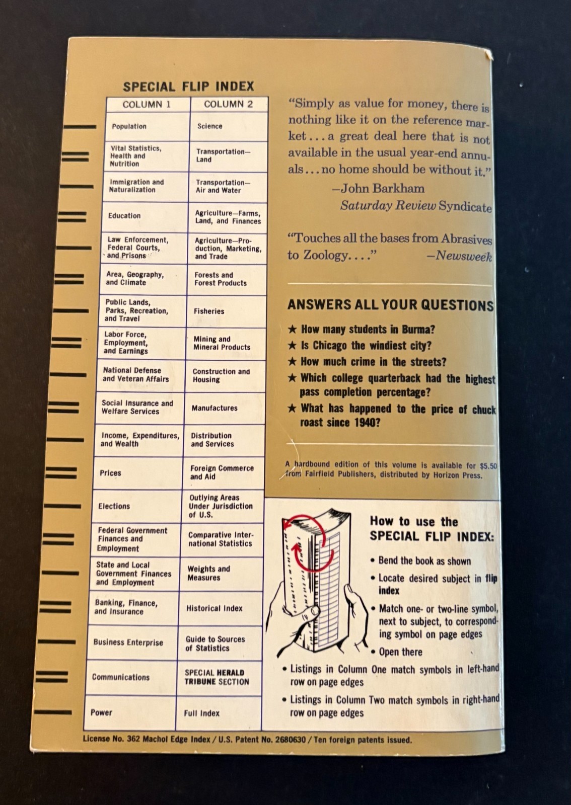 1966 U.S. Book of Facts Statistics and Information
