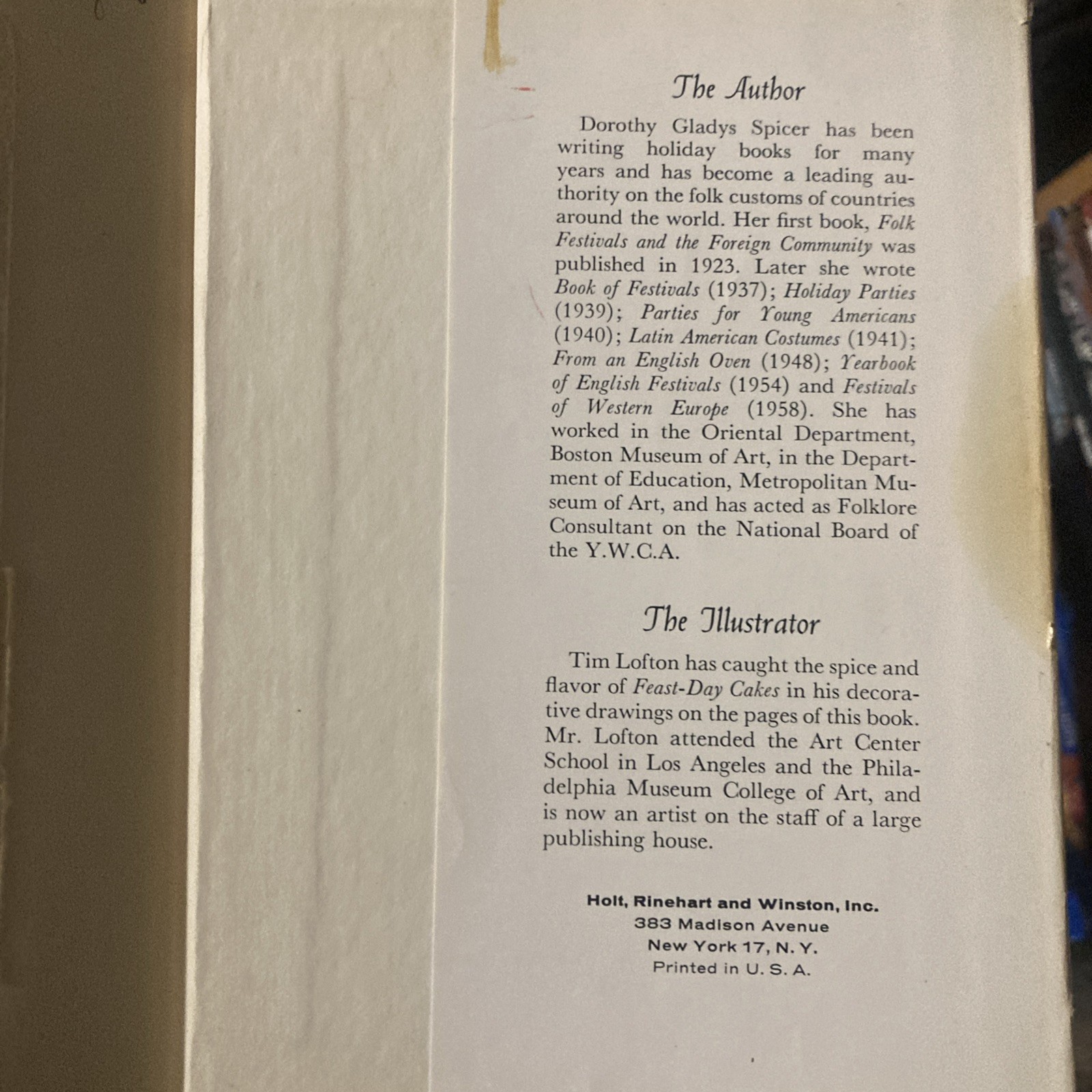 1947 Feast Day Cakes Vintage Cookbook hardcover