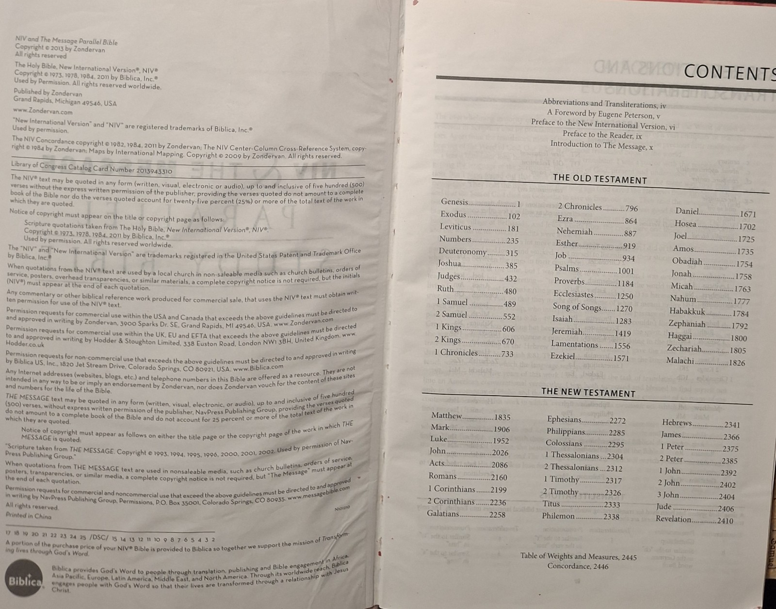 Niv and the Message Parallel Study Bible by Zondervan Staff (2013, Imitation…