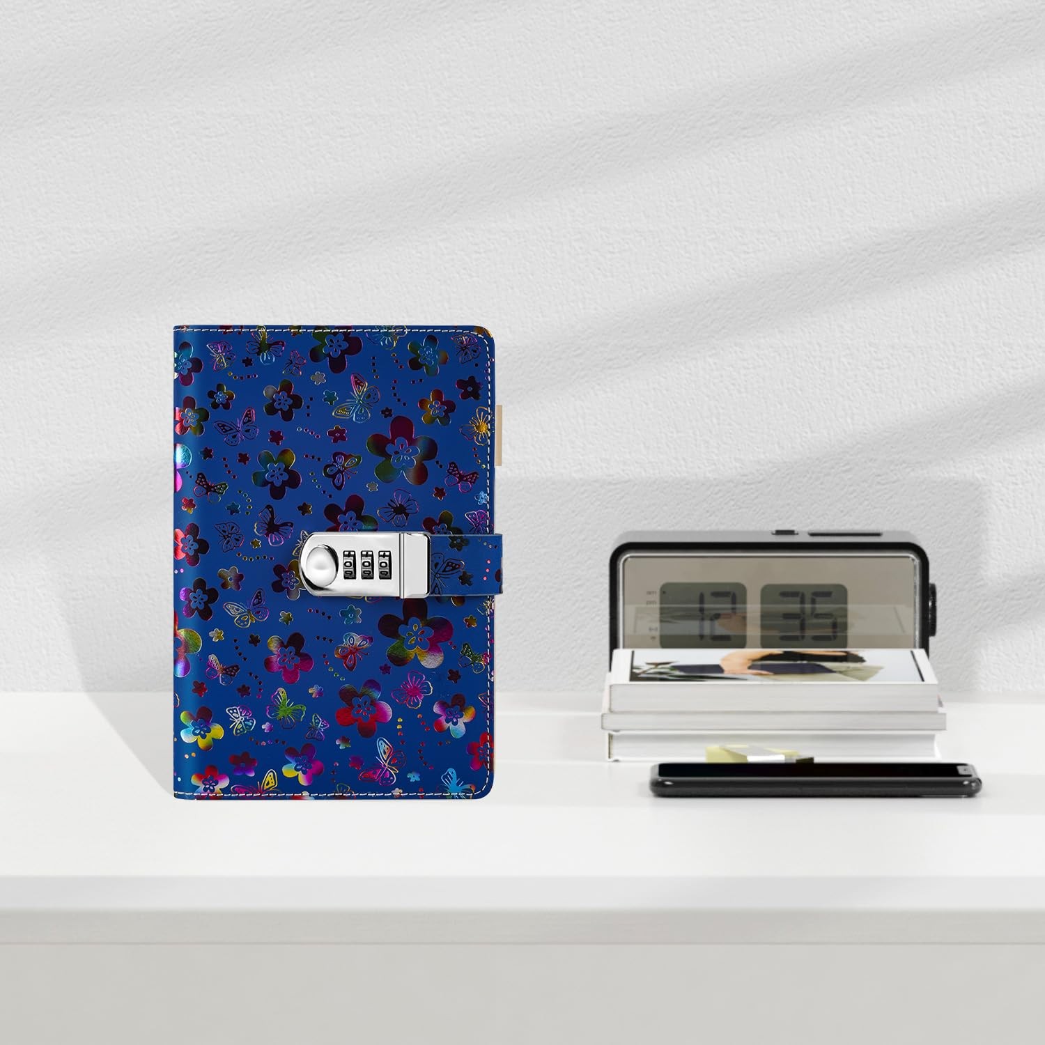 Diary with Lock for Women A5 PU Leather Journal 240 Pages Password Multicolor