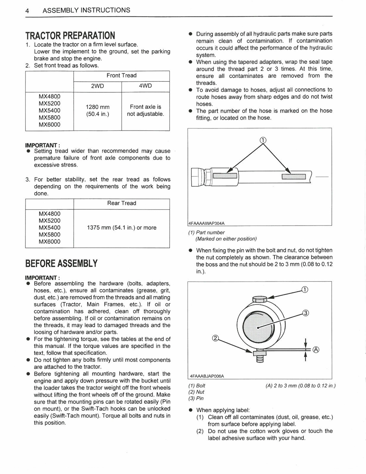 KUBOTA LA1065A Assembly Instructions Manual – ROBUST WIRE BOUND – TOUGH COVERING