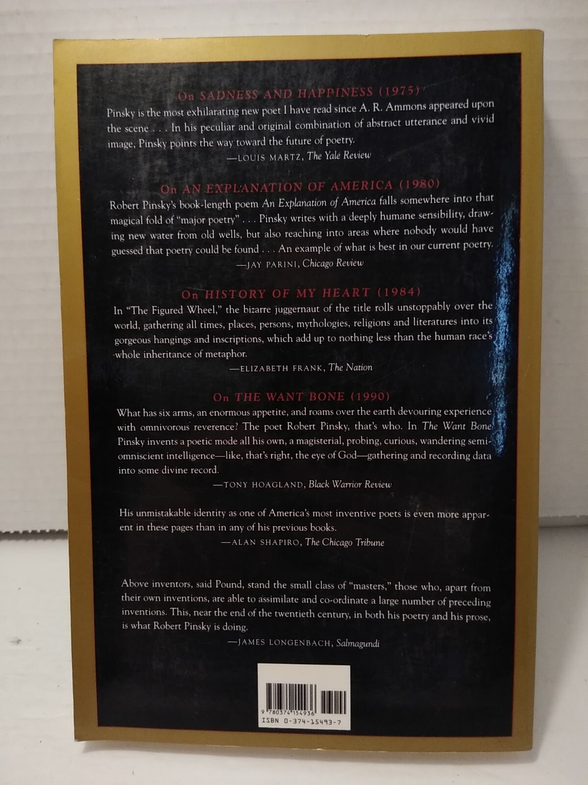 Robert Pinsky – The Figured Wheel : New & Collected Poems 1966-1996 – Paperback