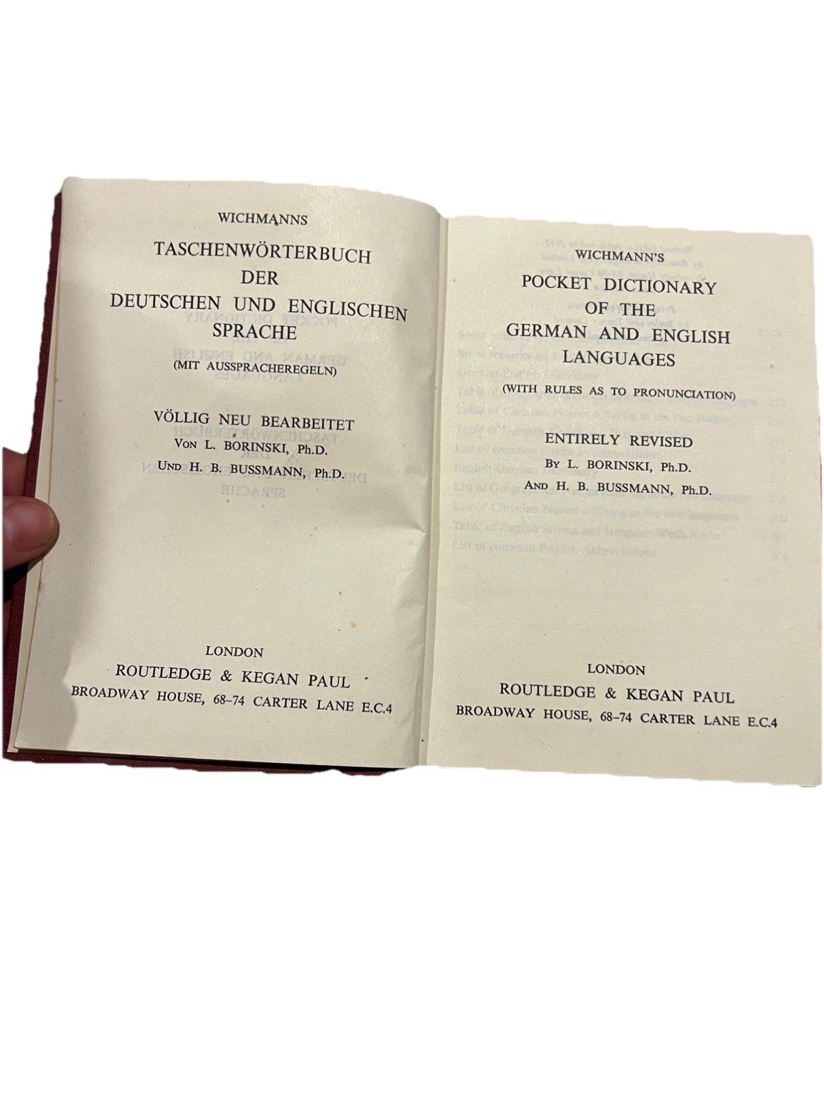 Vintage 1952 Wichmann&rsquo;s German English Dictionary Revised Ed Hardcover Routledge