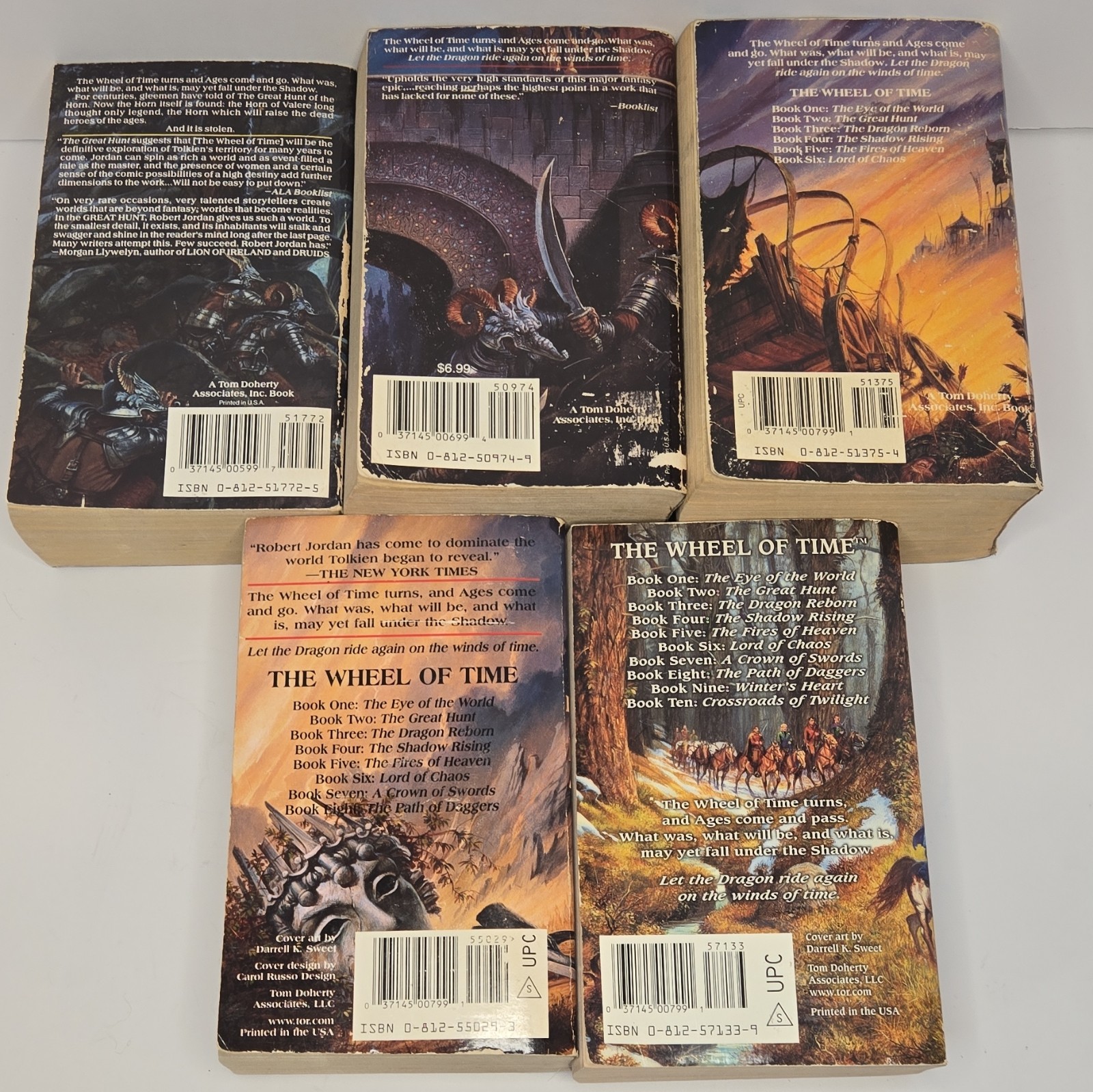 Robert Jordan Wheel of Time Lot 5 Paperback The Great Hunt Lord of Chaos
