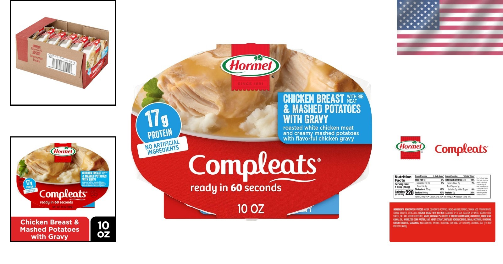 Convenient Chicken Breast & Gravy with Mashed Potatoes – 6-Pack, 10 oz Each