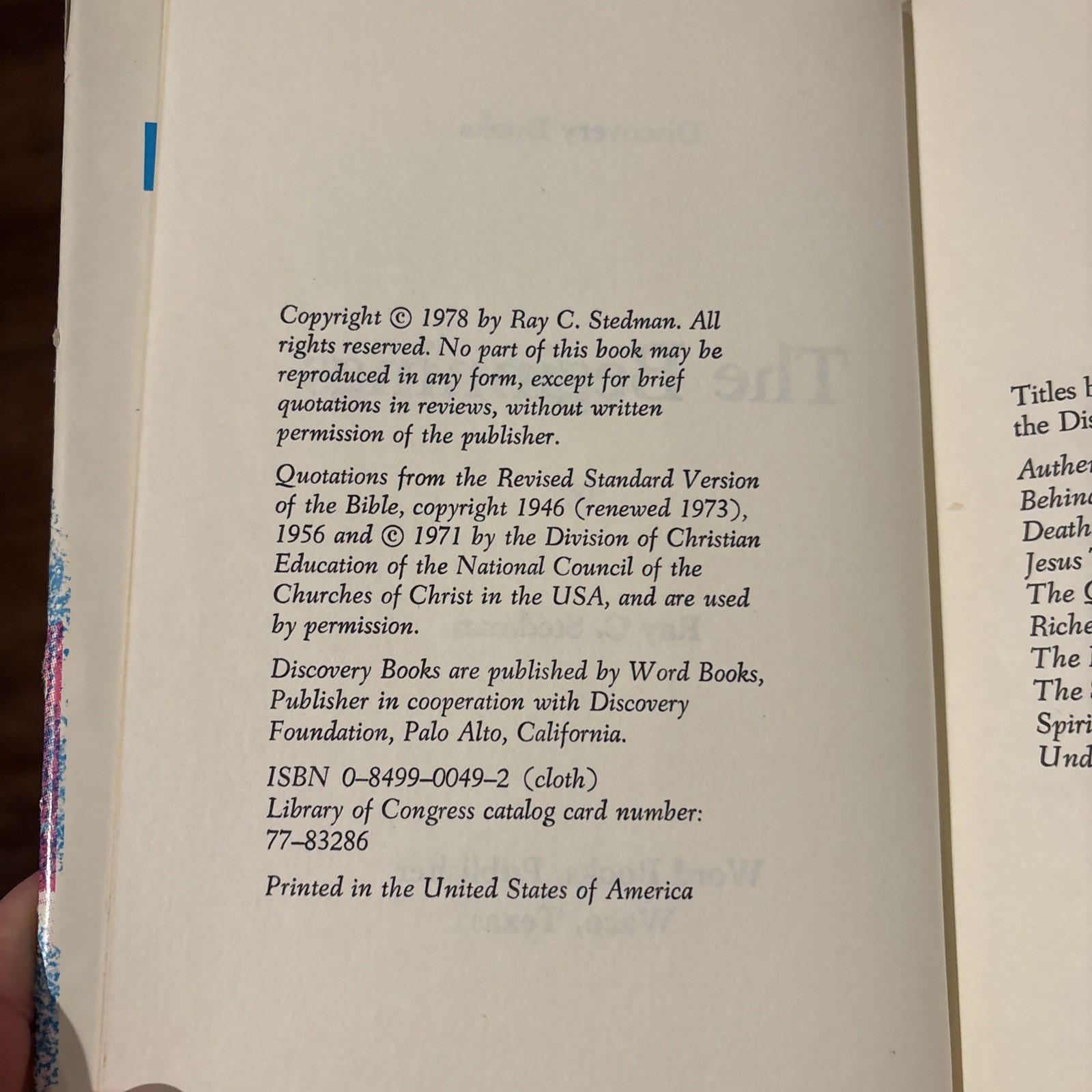 The Beginnings Ray C. Stedman HBDJ