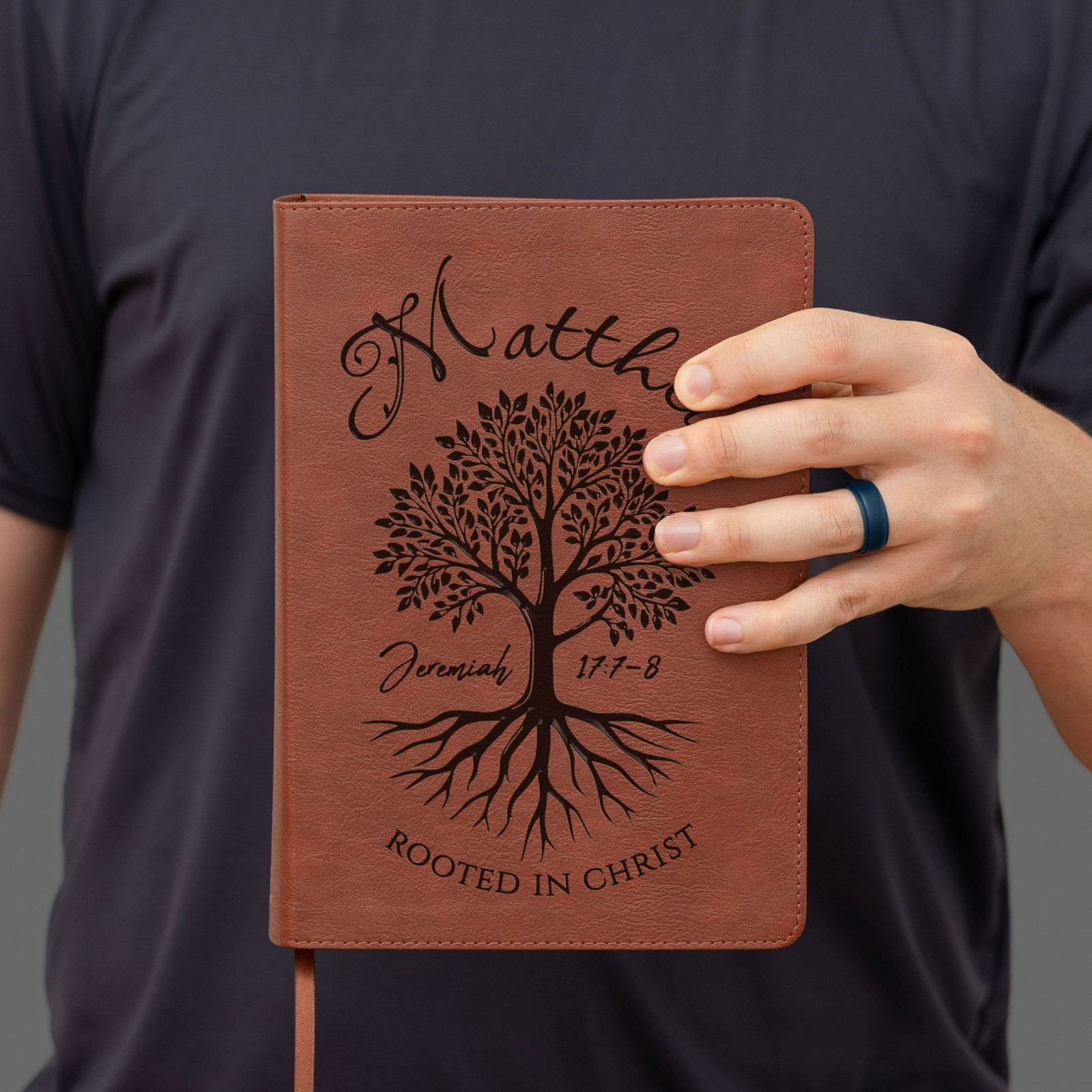 Personalized ESV Men&rsquo;s Study Bible, Rooted in Christ Tree Design, Name Engraved