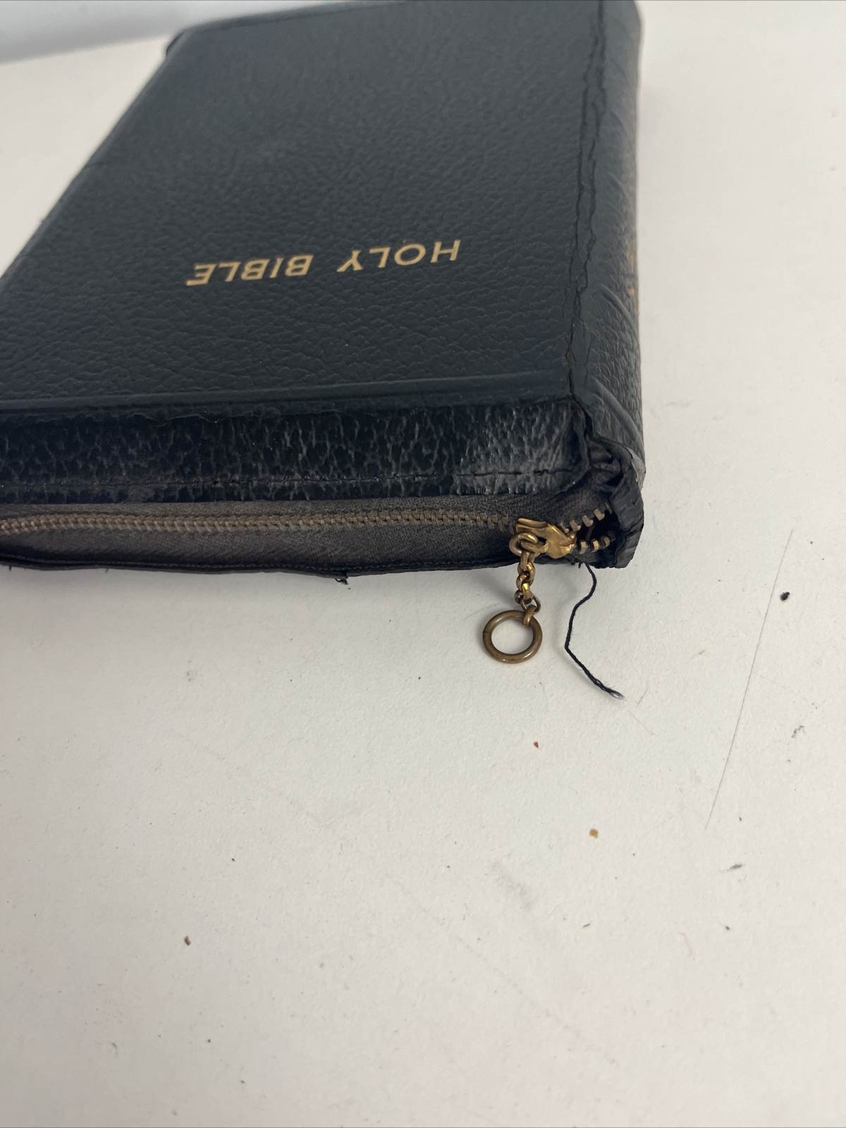 Bible KJV Zip Leather Original Tongues Antique VTG American Society