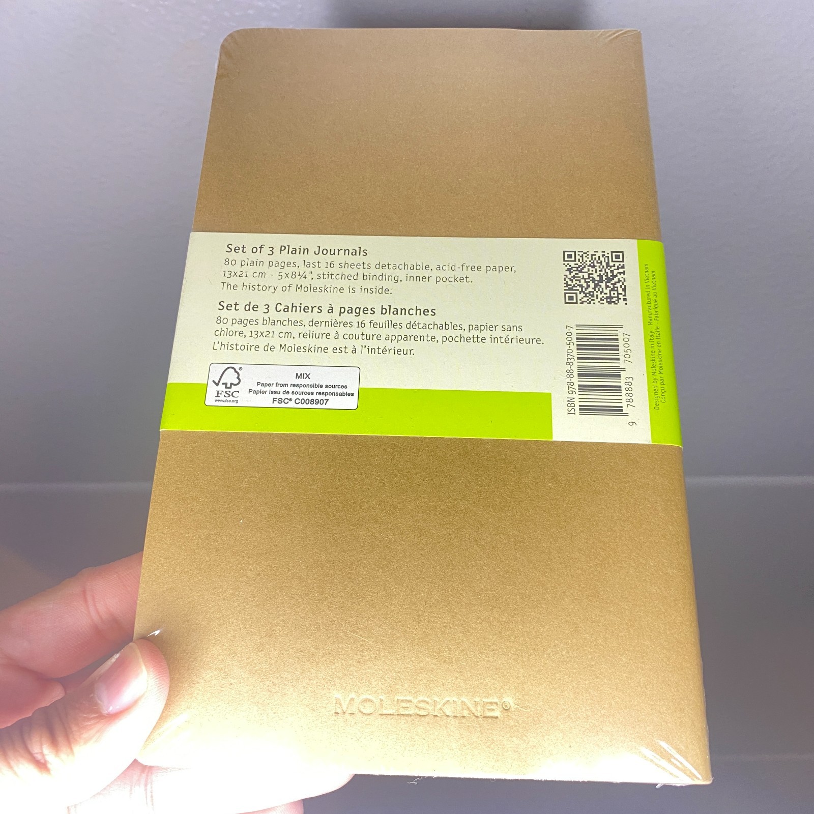 Cahiers Moleskine Set of 3 Plain Journals 80 Pages 5&Prime; x 8.25&Prime; Brown Tan Notebook