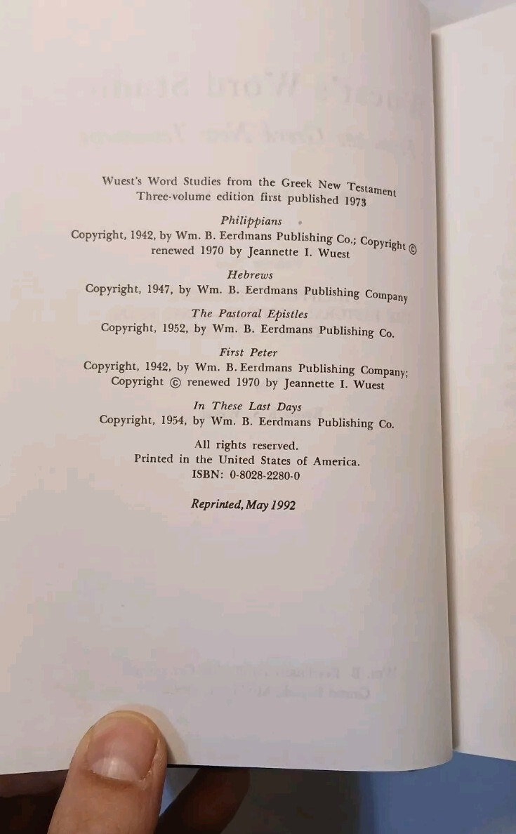 Wuest&rsquo;s Word Studies in the Greek New Testament Volume 2 II
