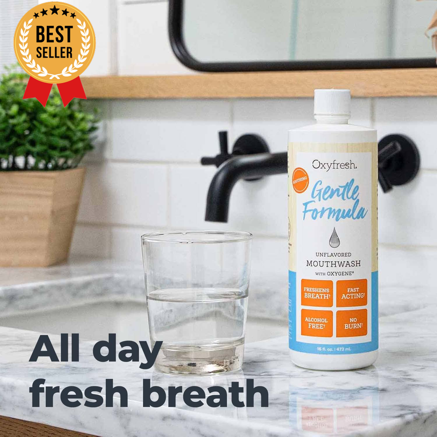 Gentle Formula Unflavored Mouthwash No Mint Alcohol Free for Sensitive Gums 16Oz