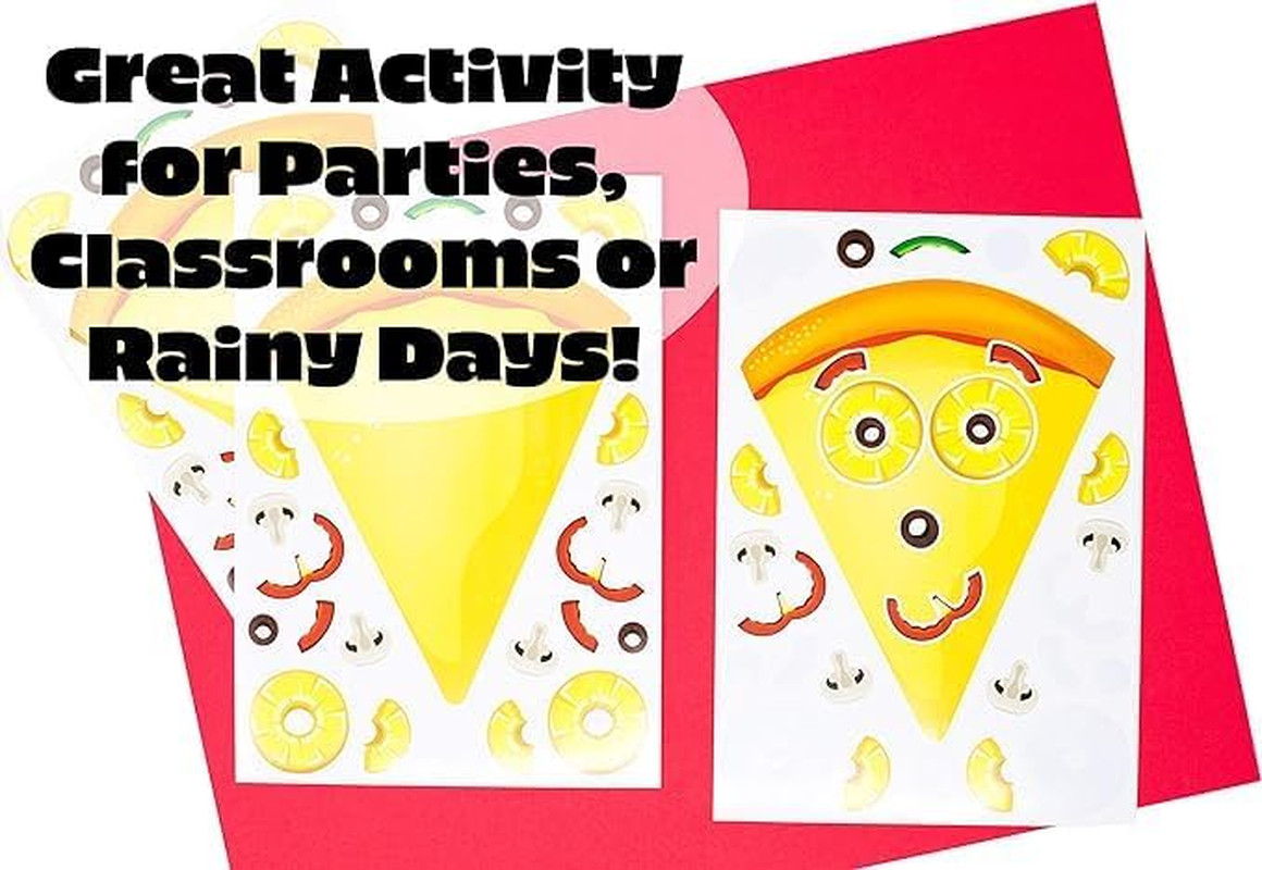 24 Pizza Stickers for Kids (Large 8.5 X 11 Inches) – Ages 3+