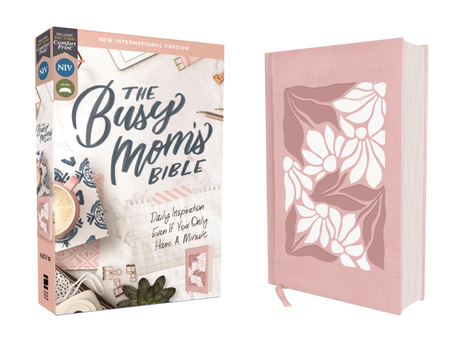 NIV, The Busy Mom&rsquo;s Bible, Leathersoft over Board, Pink, Red Letter, Comfort…