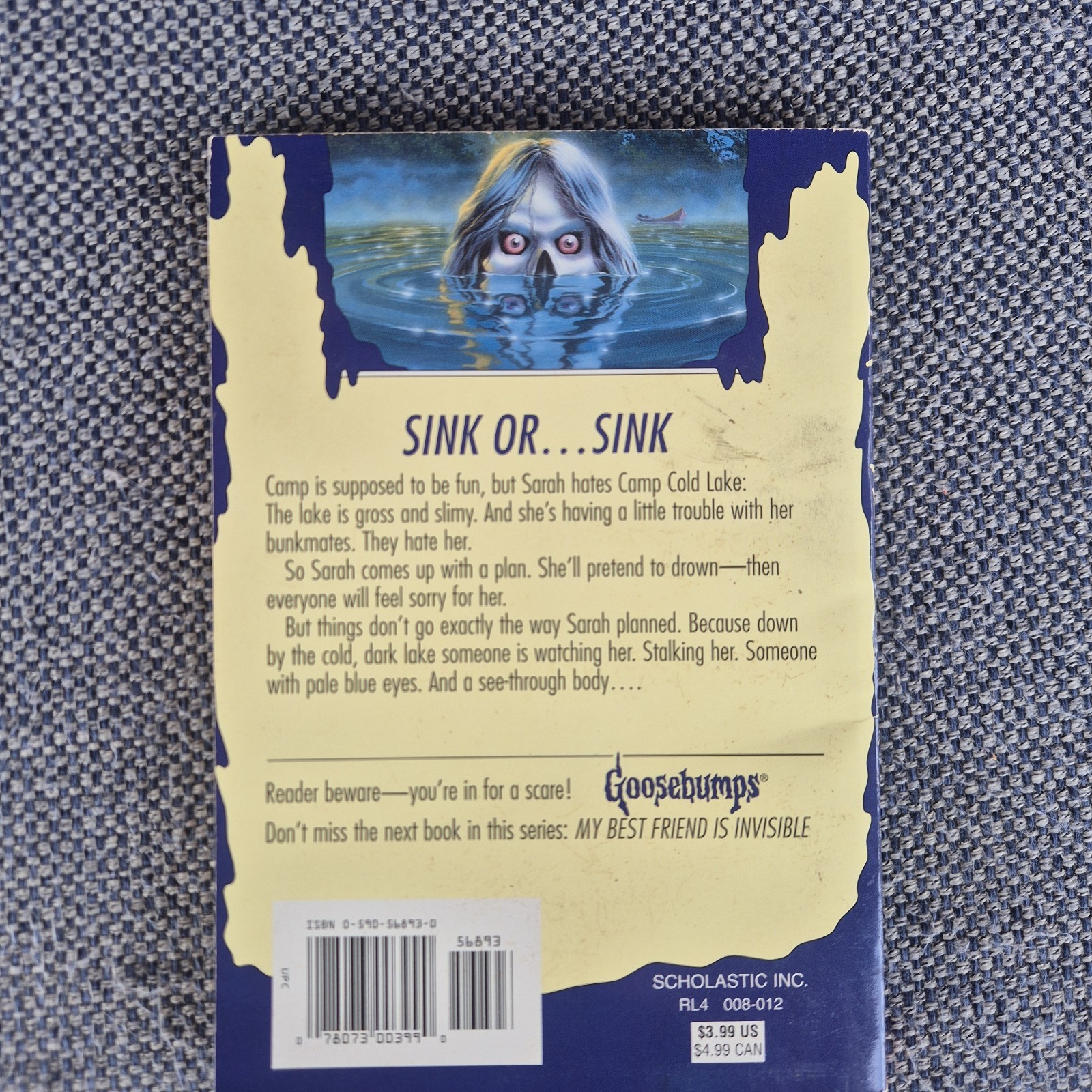 Goosebumps RL Stine #56 The Curse of Camp Cold Lake 1st Edition Book / Inserts