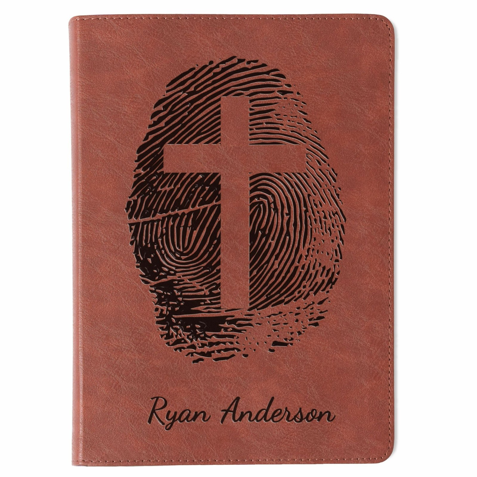 Personalized ESV Men&rsquo;s Study Bible, Fingerprint & Cross Design, Name Engraved
