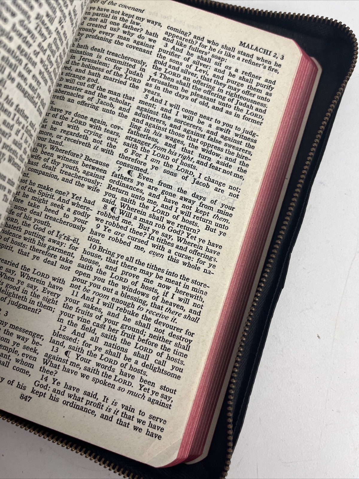 Bible KJV Zip Leather Original Tongues Antique VTG American Society
