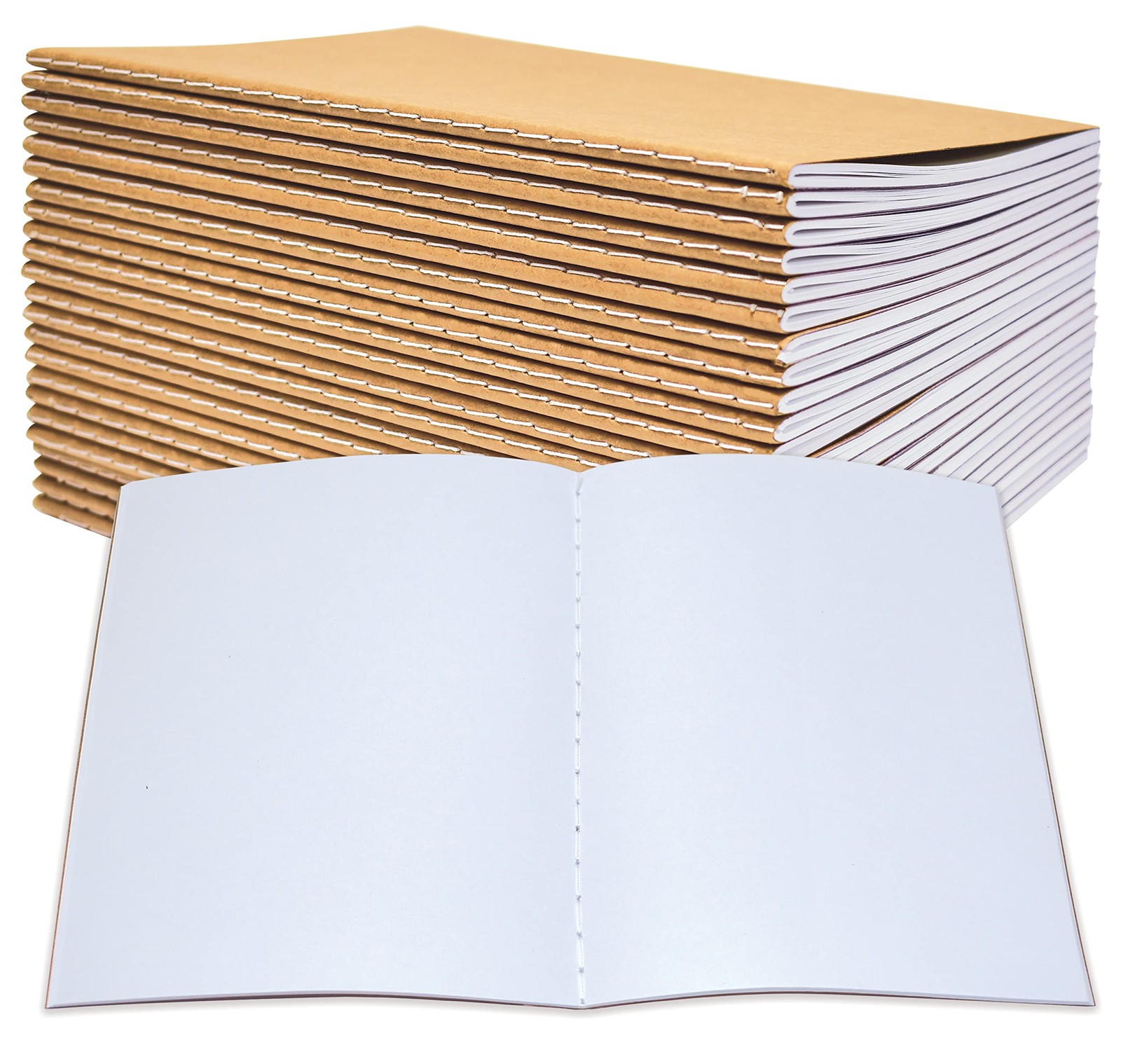 Kraft Notebooks 24 Pack, Blank Unlined, 8.3 in x 5.5 in, A5 Size, 60 White Pa…