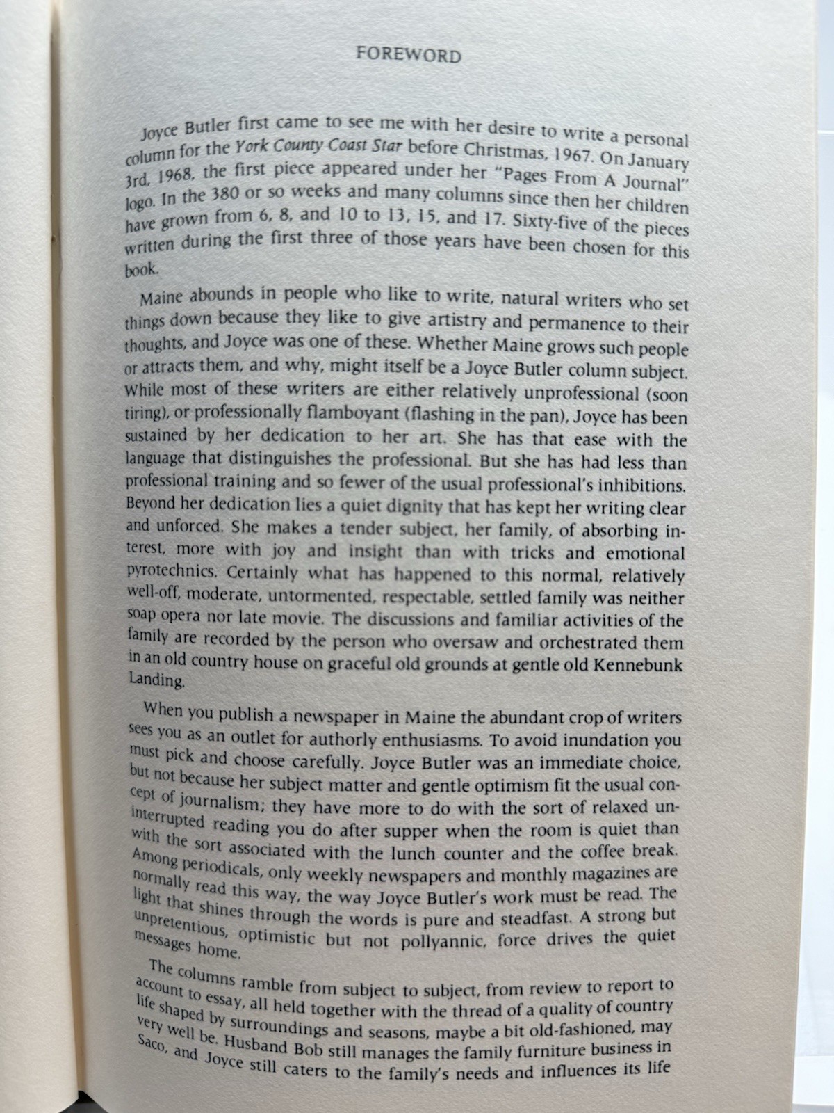 Pages from a Journal Joyce Butler SIGNED 1976 HC/DJ Maine Kennebunk Memoir