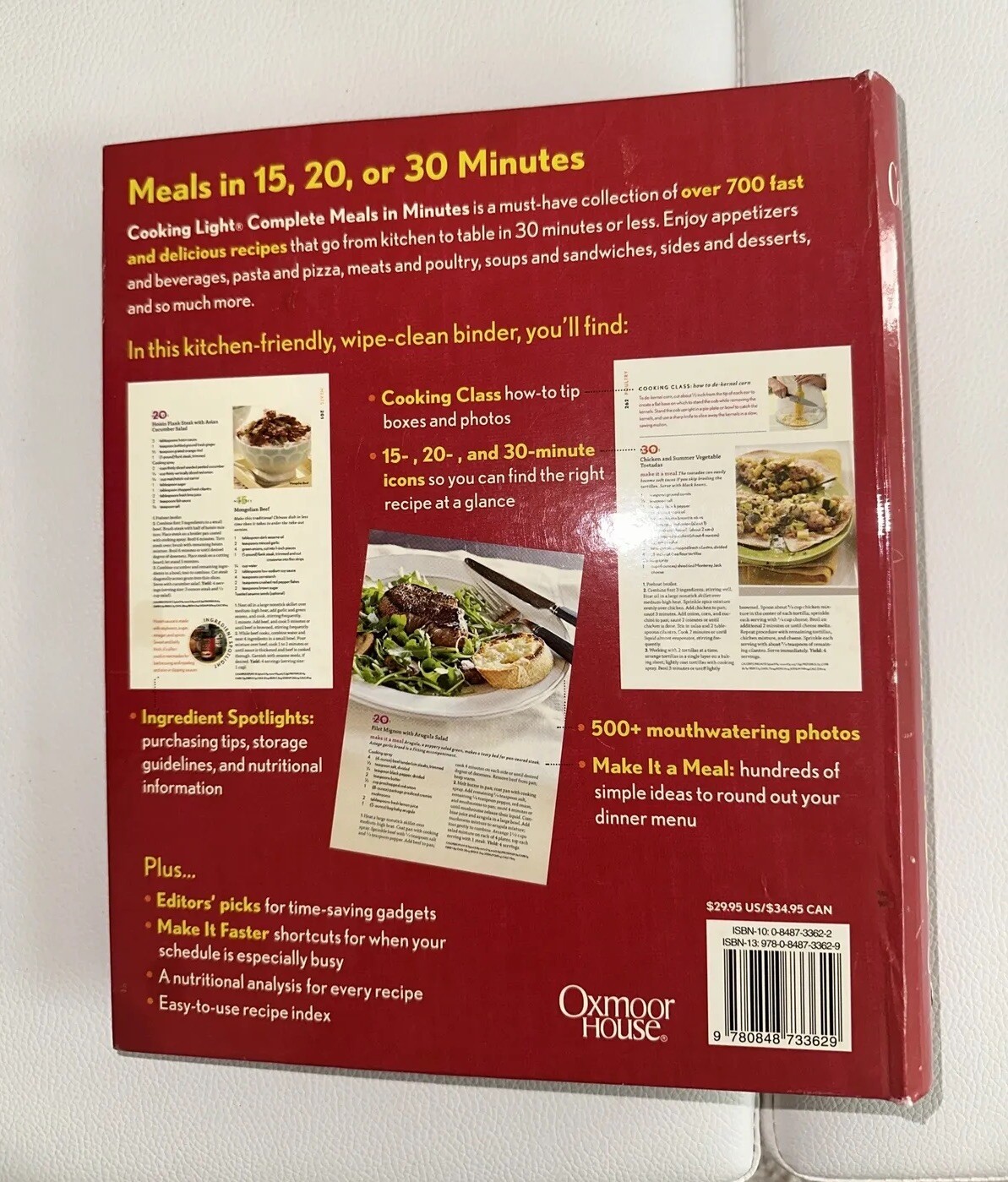 Cooking Light – Complete Meals In Minutes- Hardcover-Spiral