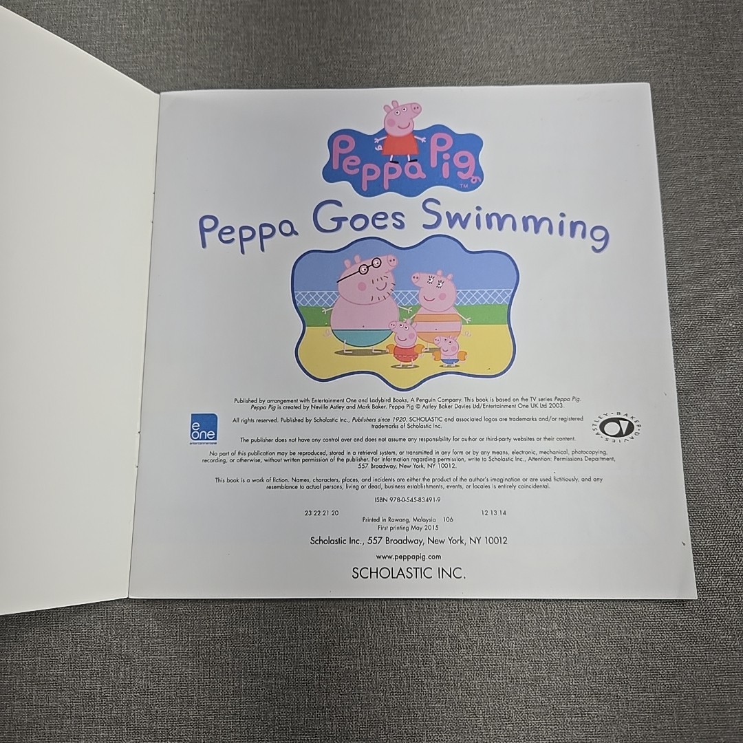 Peppa Pig ~ Bedtime~Tooth Fairy~Windy~Swimming ~ 2015 ~ 4 Trade Paperback Books