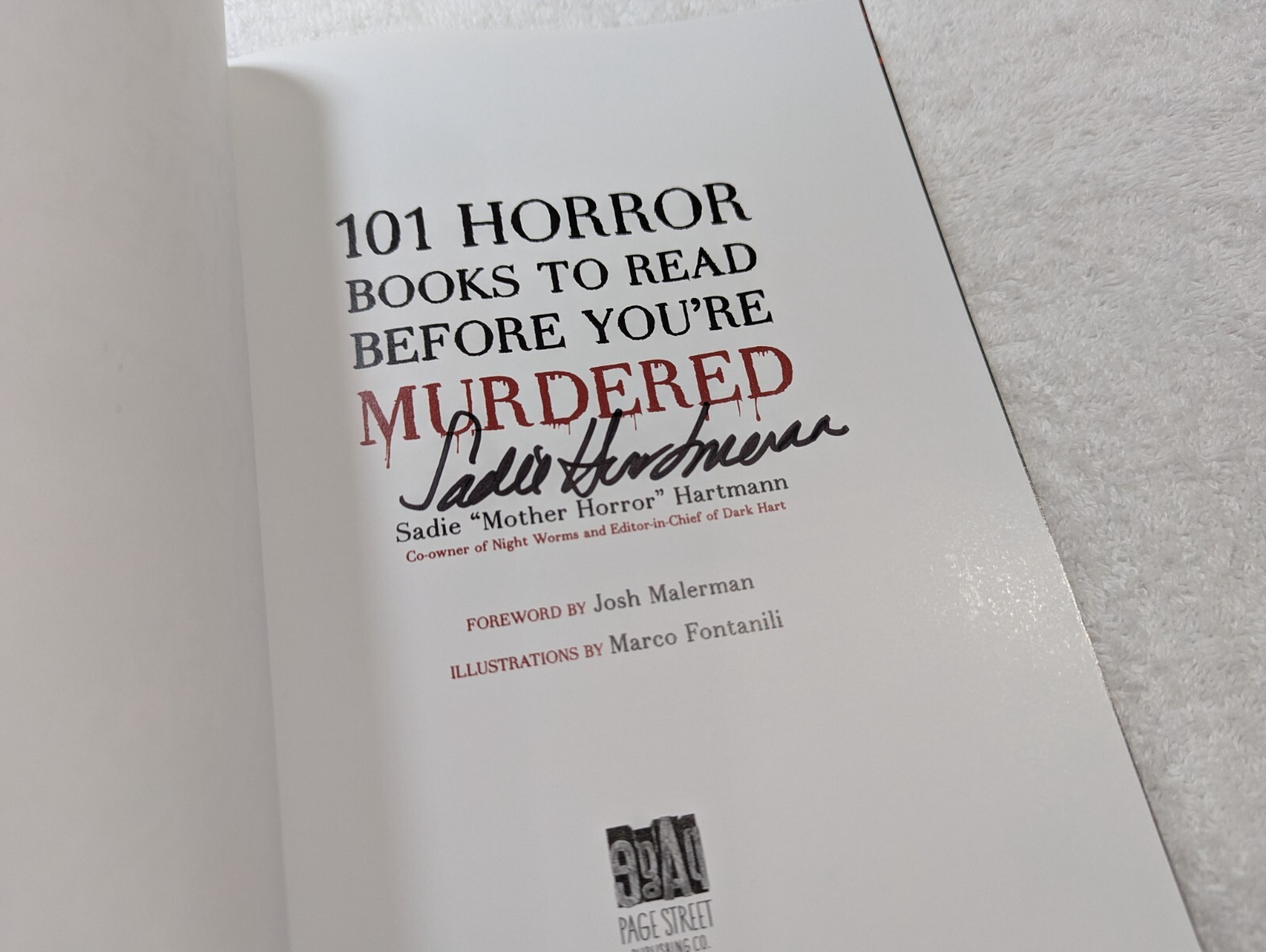 101 Horror Books To Read Before You&rsquo;re Murdered Sadie Hartmann * signed *
