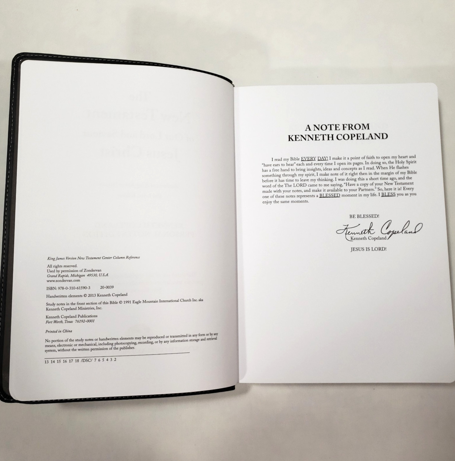 Kenneth Copeland Personal Notes New Testament KJV Study Bible Center Column
