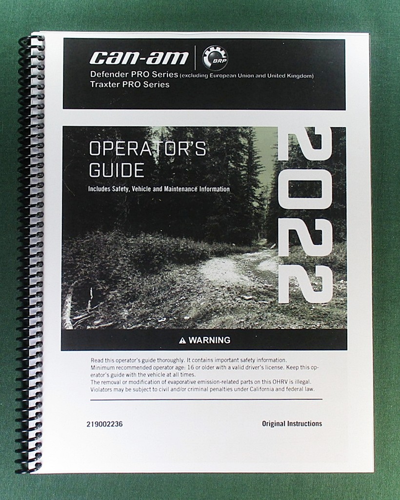 2022 Can-Am Defender PRO DPS HD10 Owner&rsquo;s Manual: 228 Pages & Protective Covers