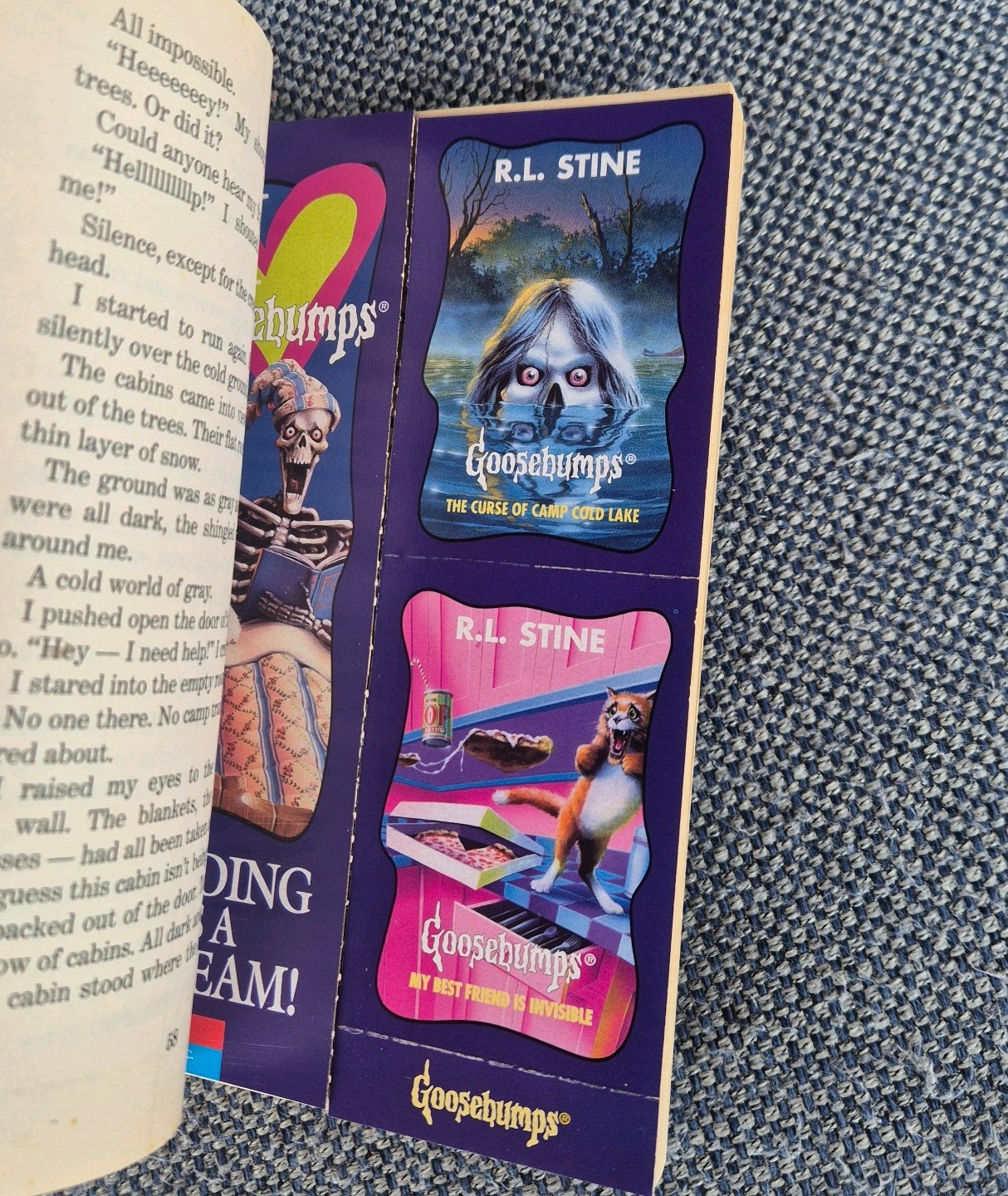 Goosebumps RL Stine #56 The Curse of Camp Cold Lake 1st Edition Book / Inserts