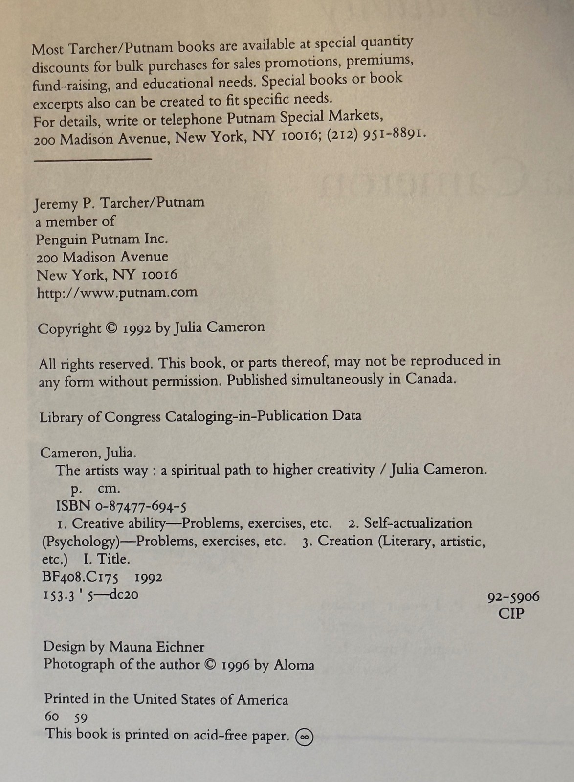 Julia Cameron The Artists Way Paperback A Spiritual Path to Higher Creativity