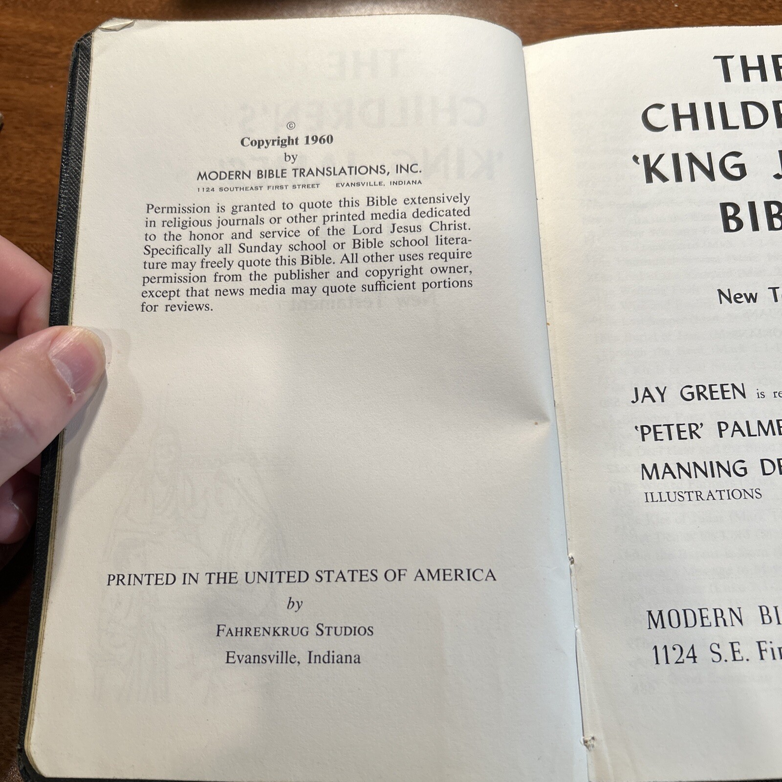 The Children&rsquo;s King James Bible Modern Translation New Testament HC 1960 Bonded