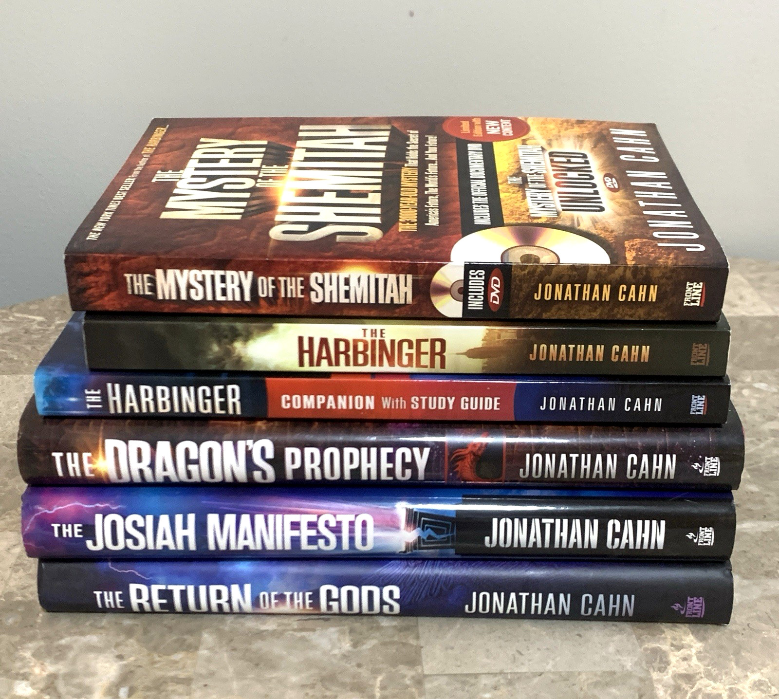 Jonathan Cahn 6 Book Lot Set The Harbinger DVD Return of Gods Dragon&rsquo;s Prophecy+