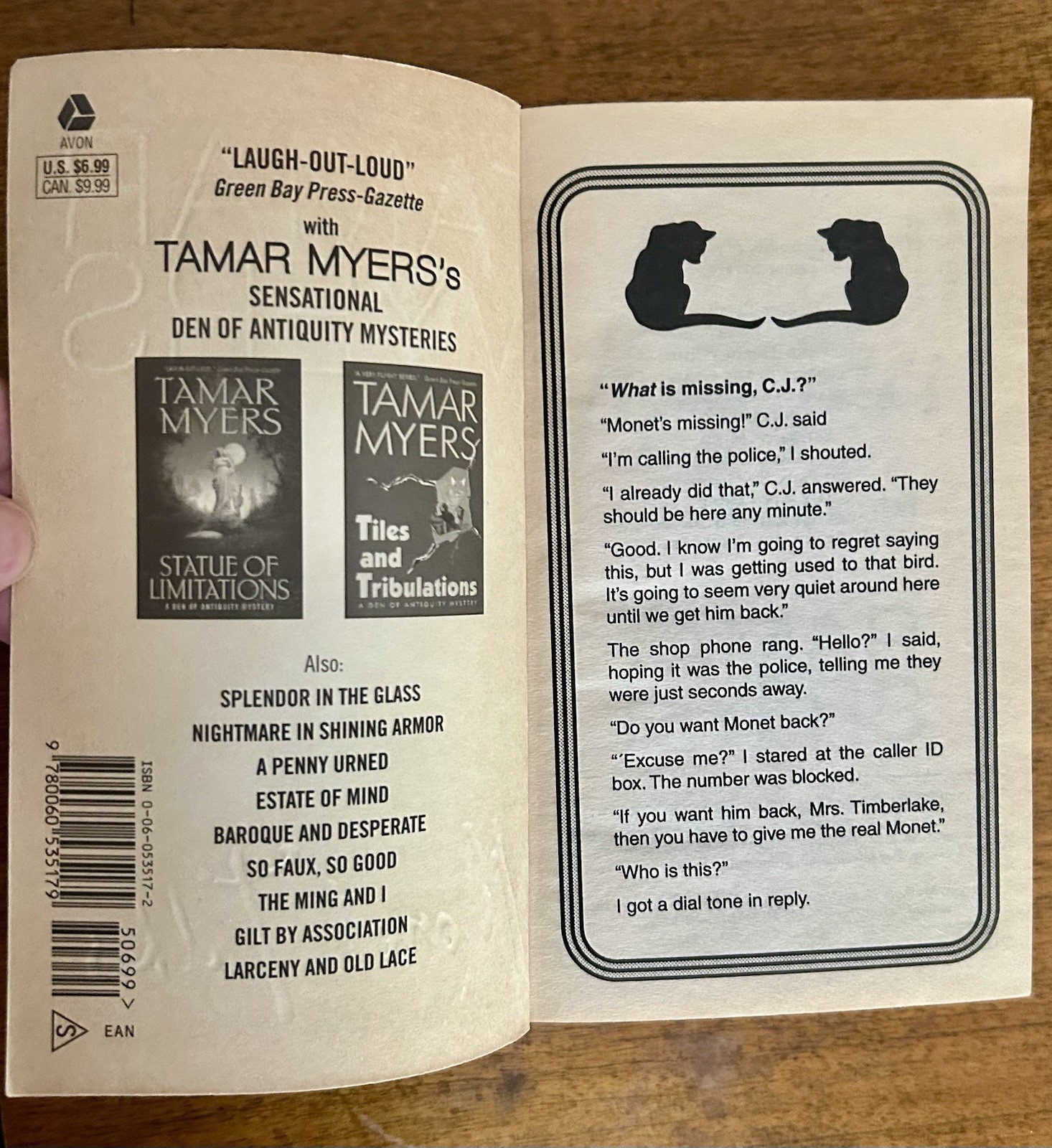 TAMAR MYERS A Den Of Antiquity Mystery Tiles And Tribulations And More Lot of 4