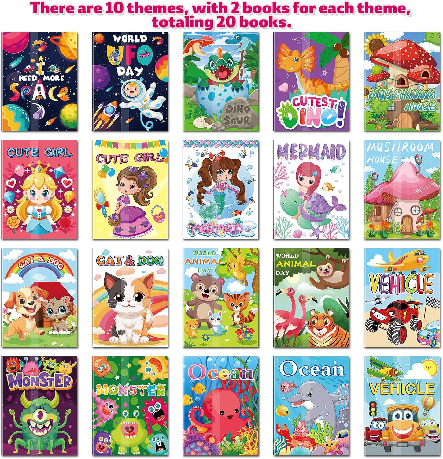 20 Pcs Small Coloring Books for Kids Ages 4-8(5.1 * 6.7in), Bulk Coloring Books