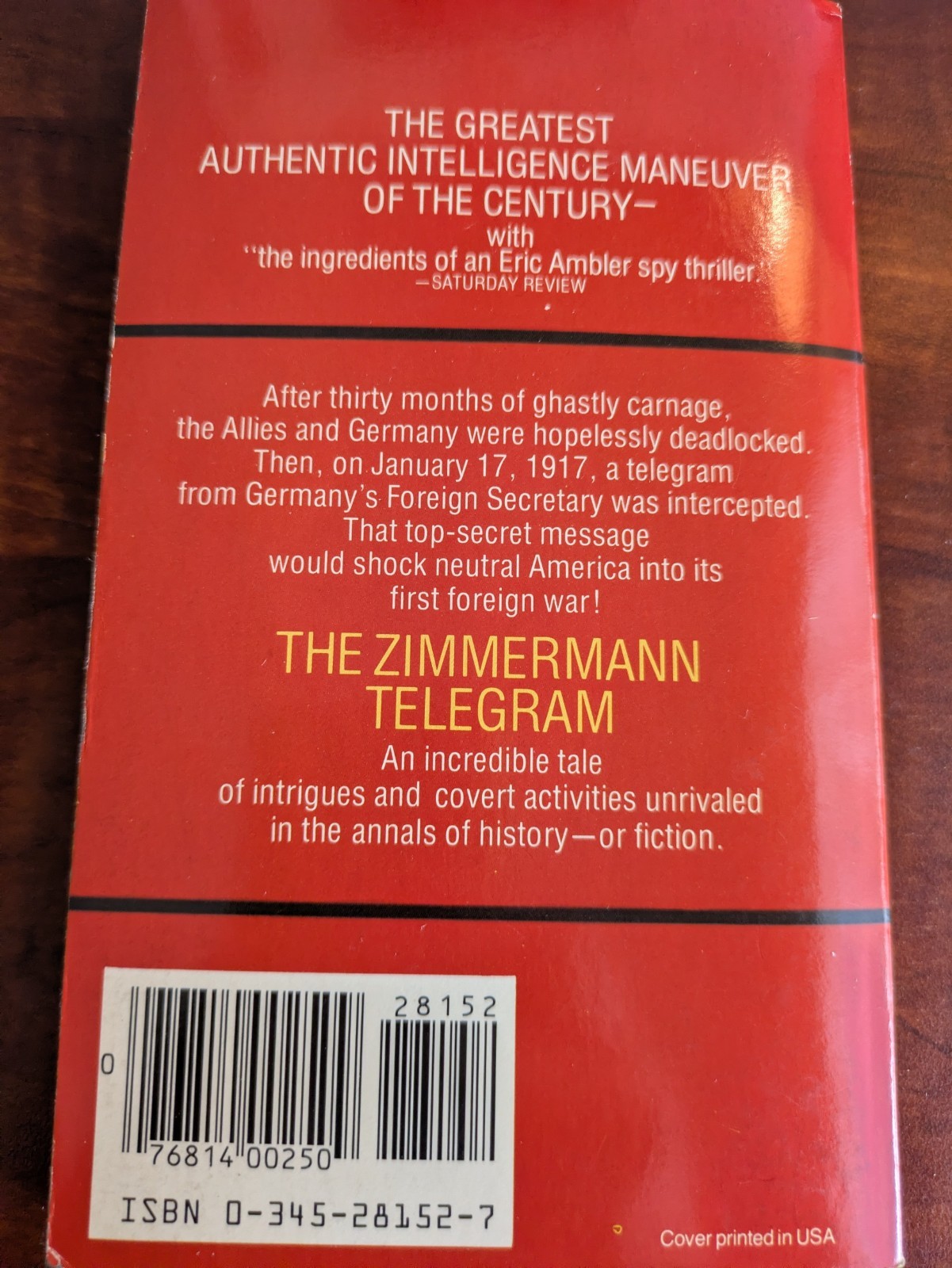 The Zimmermann Telegram Barbara W. Tuchman 1979 -History- Ballantine
