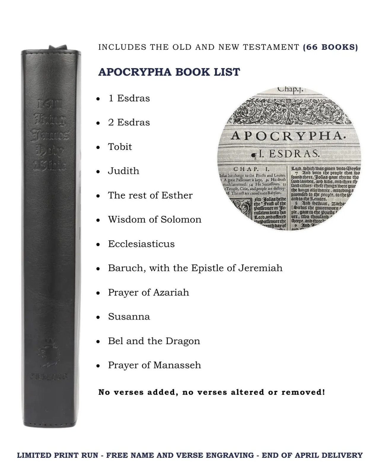 1611 KJV Facsimile w/ Apocrypha: 1st Edition, Authentic Reproduction (11x7x1.5)
