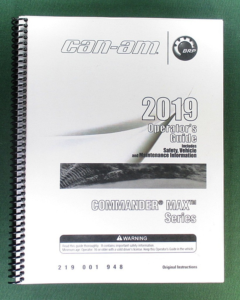 2019 Can-Am Commander MAX 800R Owner&rsquo;s Manual: 179 Pages & Protective Covers