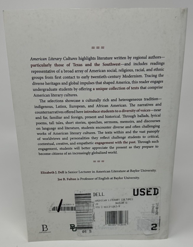 American Literary Cultures : A Reader by Joe B. Fulton (2020, Trade Paperback)