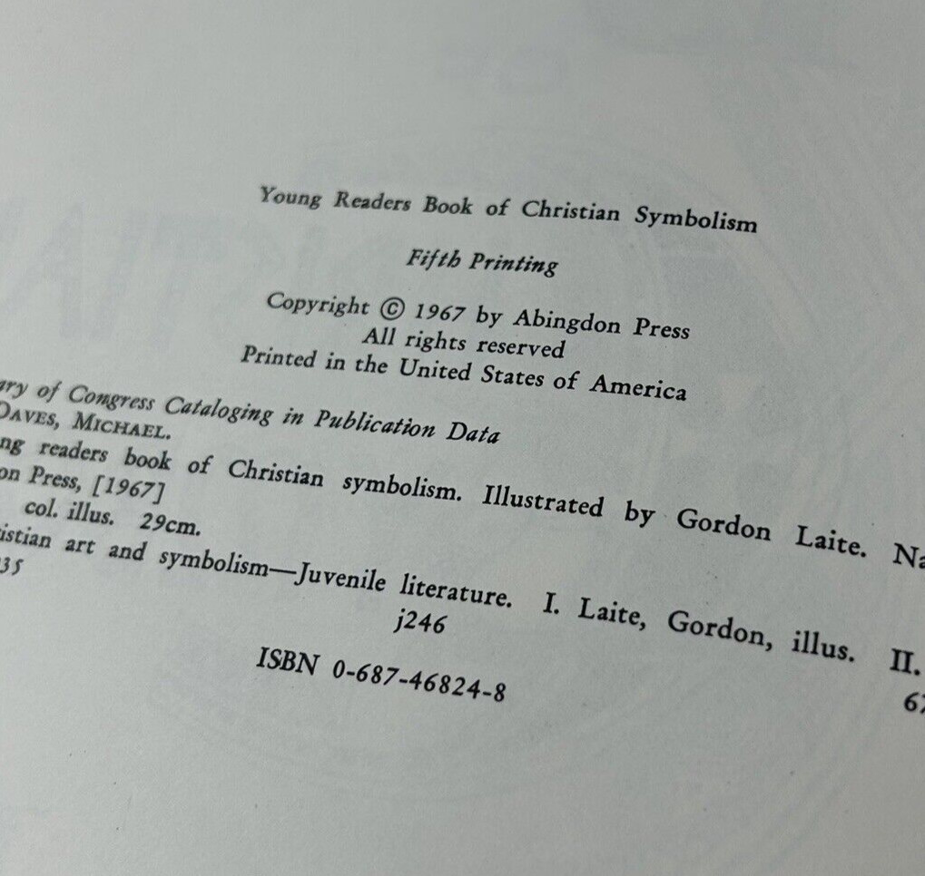 Young Reader&rsquo;s Book of Christian Symbolism Vintage 1967 Hardcover Michael Daves