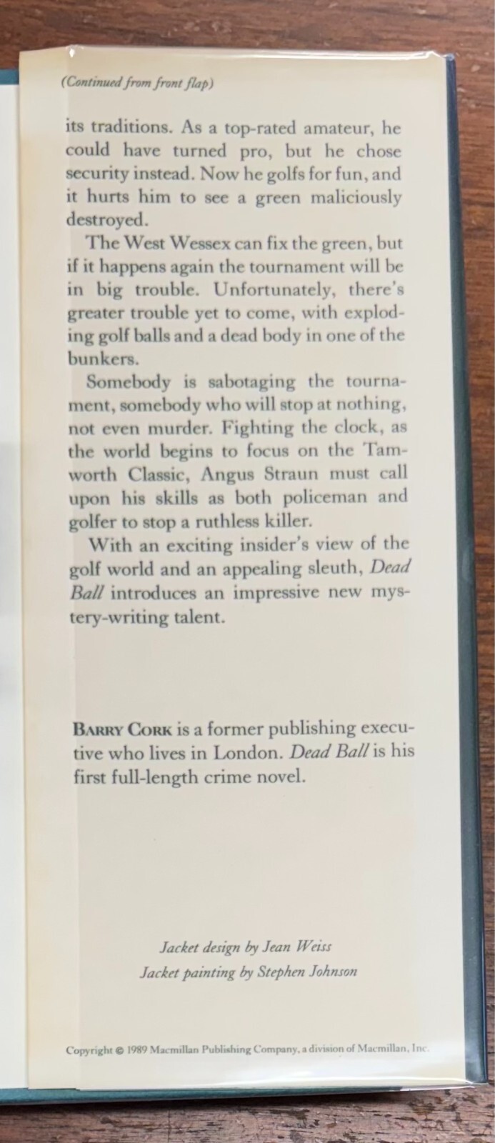 Dead Ball by Barry Cork (1989, Hardcover) First American Edition
