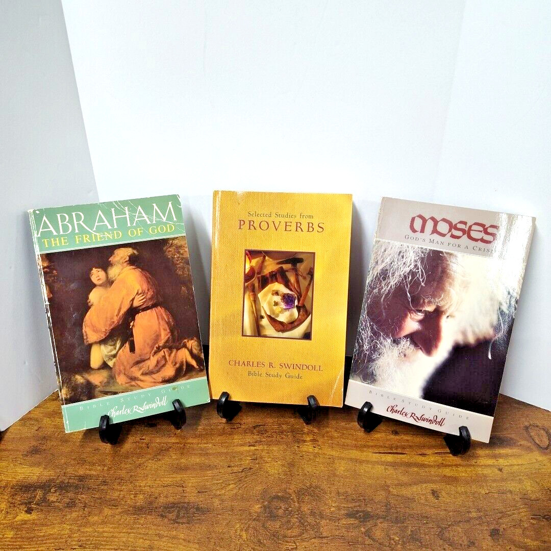 Lot of 3 Charles Swindoll Bible Study Books, Abraham ~ Proverbs ~ Moses, Unused