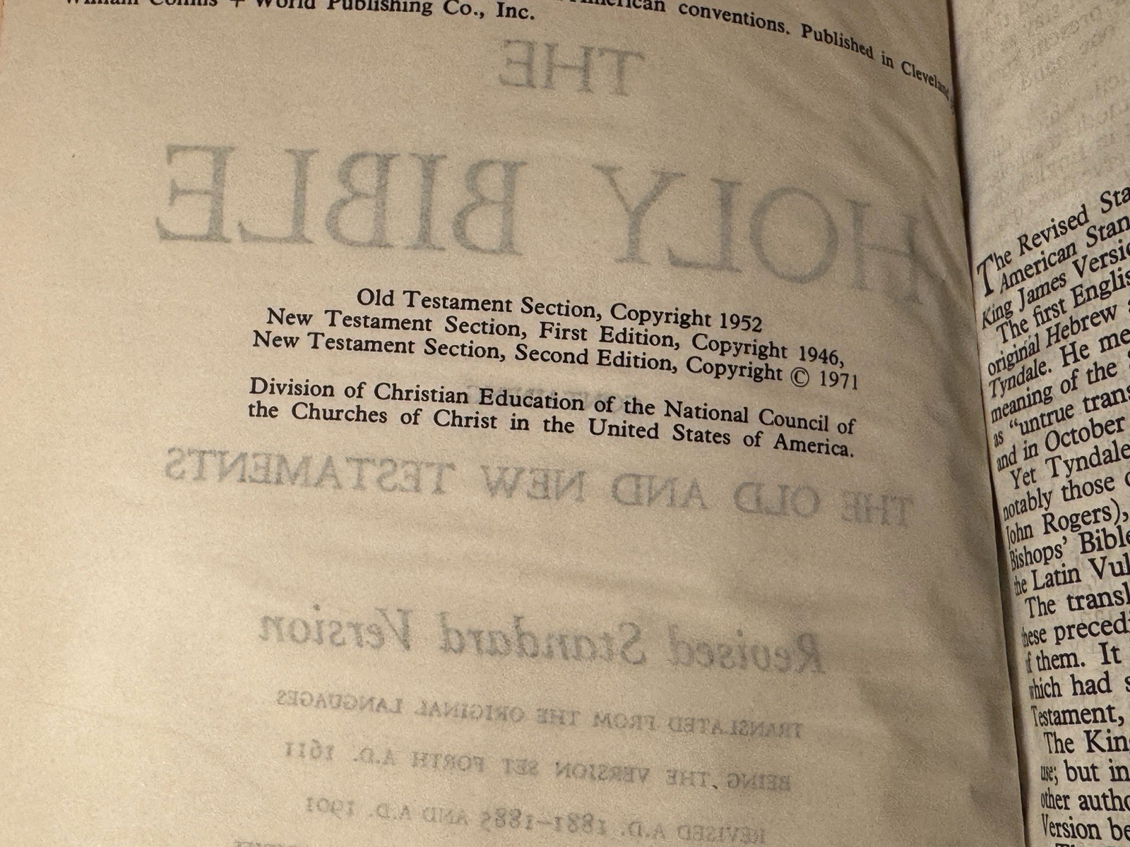 THE HOLY BIBLE RSV 1971 vintage Collins World Red Letter Edition with helps