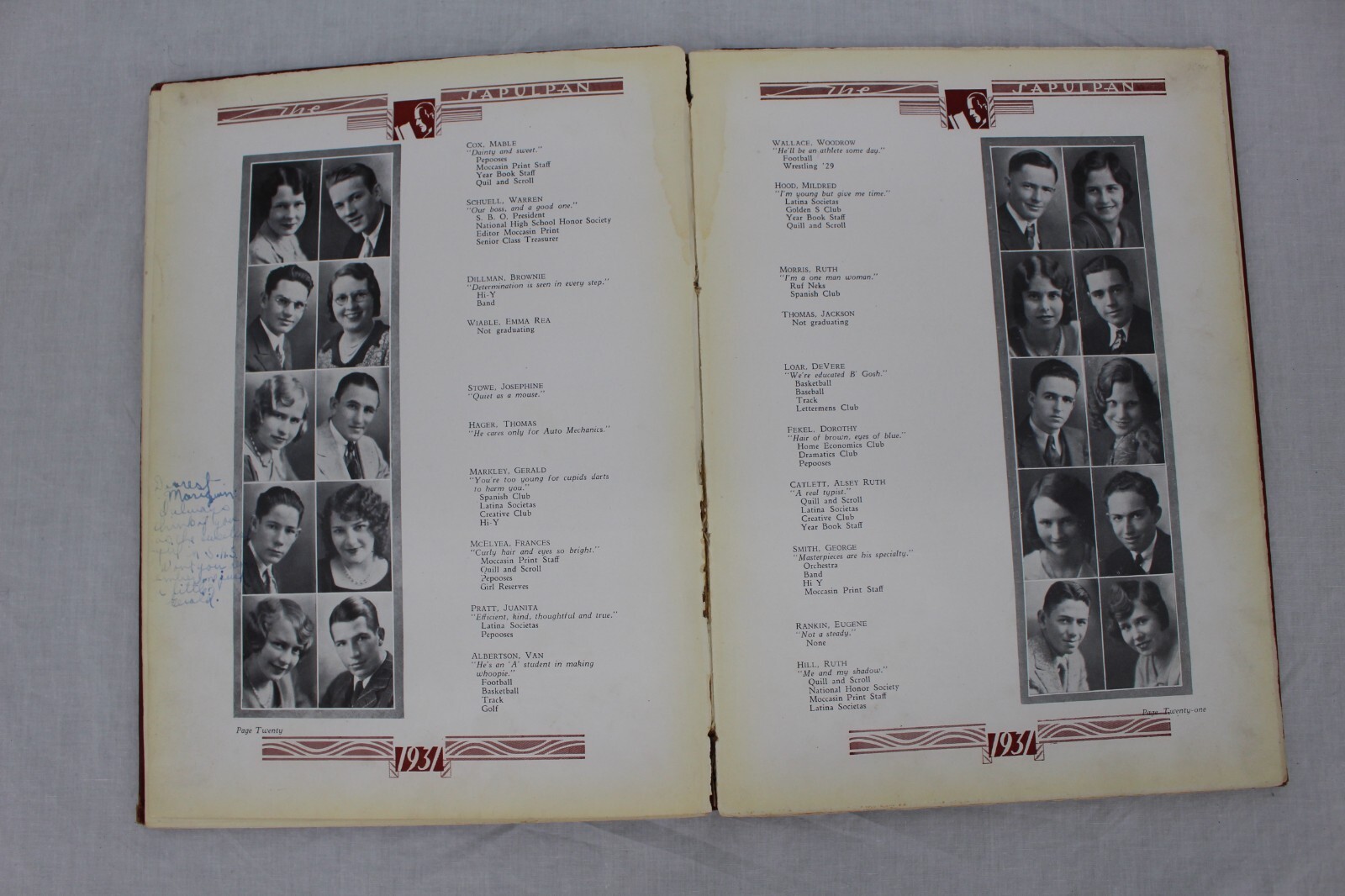 Vintage 1931 Sapulpan High School Yearbook Sapulpa Oklahoma Signatures